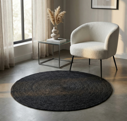 ČRNA OKROGLA PREPROGA 130