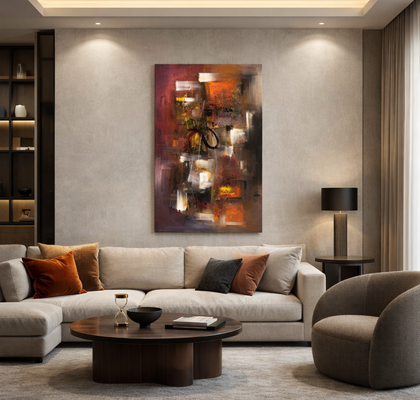 ABSTRAKTNA SLIKA SUNSET CITYSCAPE 85X135