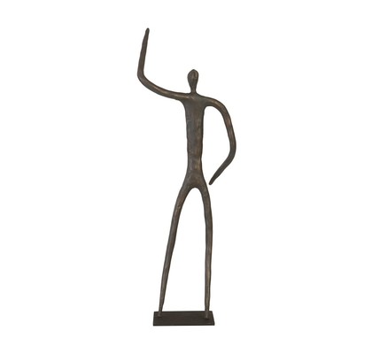 SKULPTURA ATLAS MOŽ Z DVIGNJENO ROKO 17X12X56