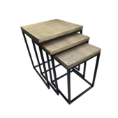 SIDE TABLE WITH RIBBED TOP set/3