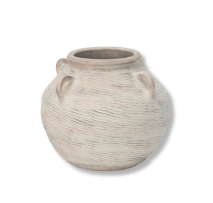 VELIKA BELA KERAMIČNA VAZA S ŠTIRIMI ROČAJI