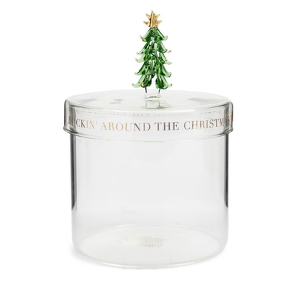 BOŽIČNO DREVO STEKLENI KOZAREC S POKROVOM