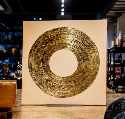 SLIKA ZLAT KROG NA PLATNU 140X140