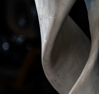 BELA SKULPTURA IZ TIKOVINE SPIRALA