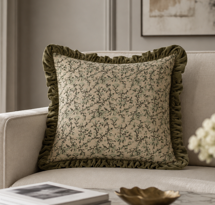 CUSHION WITH GREEN BORDER