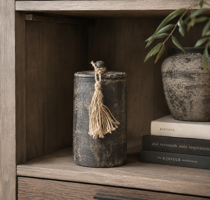 DECORATIVE JAR WITH TASSEL LARGE
