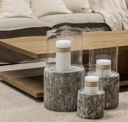 VELIK KERAMIČEN SVEČNIK ANTIQUE SIVE BARVE