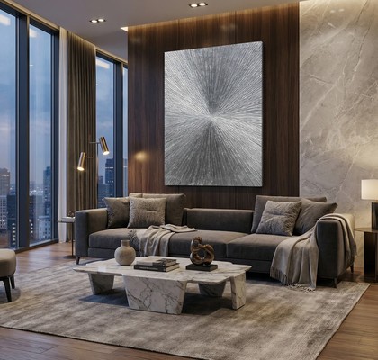 SREBRNA SLIKA NA PLATNU 100X140